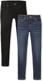 The Children's Place Girls' Multipack Basic Super Skinny Jeans, Black Wash/Dark Twilight Wash 2-Pack, 20 (Pack of 2)