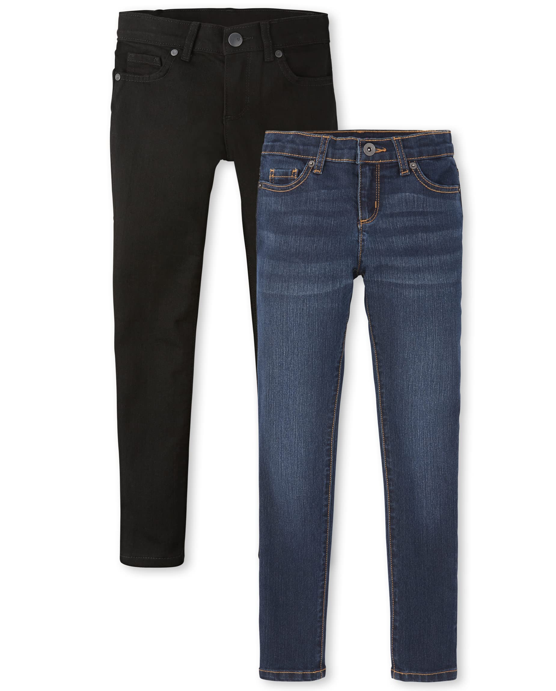 The Children's Place Girls' Multipack Basic Super Skinny Jeans, Black Wash/Dark 
