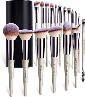 BS-MALL Makeup Brush Set 18 Pcs Professional Foundation Powder Concealers Eyeshadow Blush Synthetic Makeup Brushes with Labeled instruction Black Case Upgraded Version