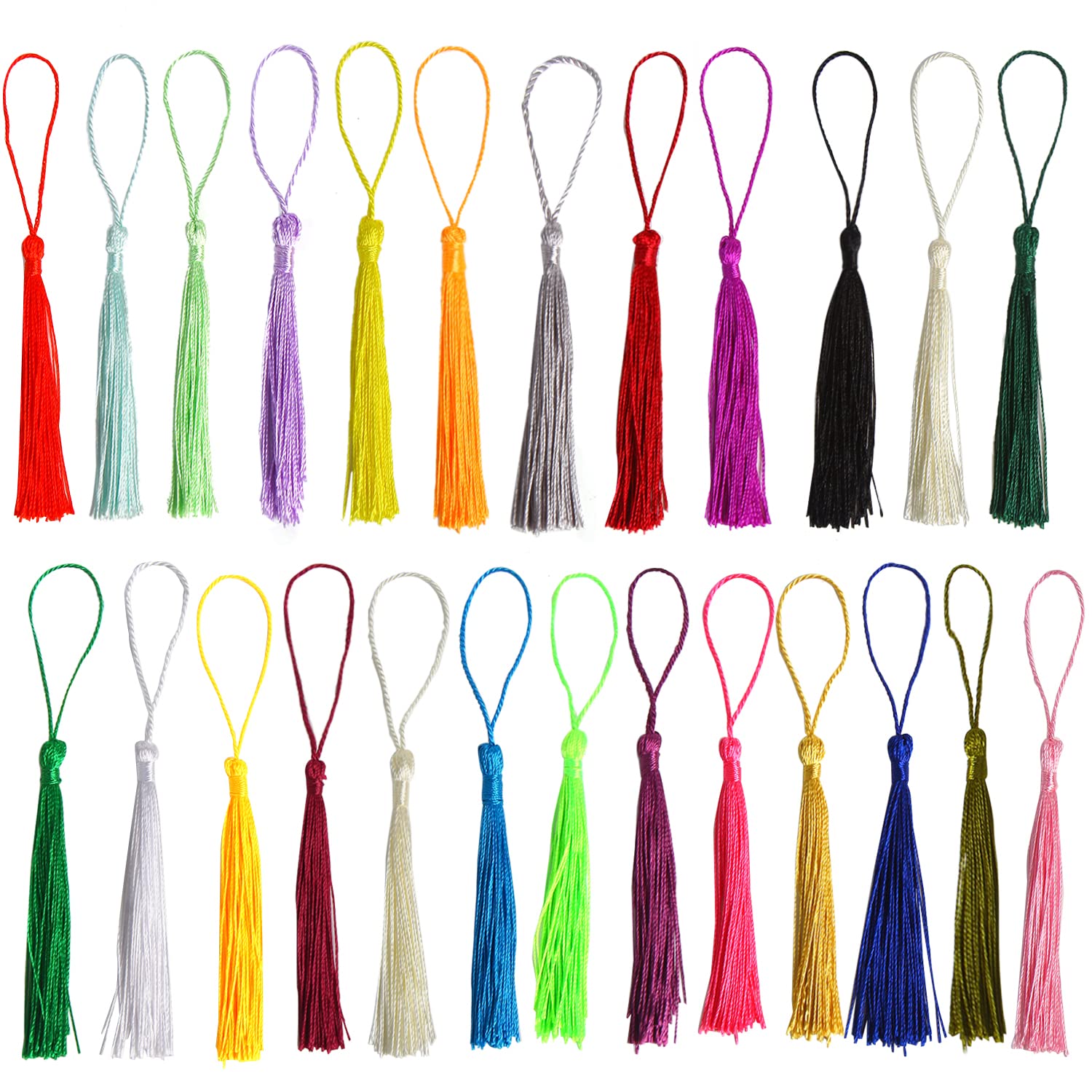 100 Pieces 5 Inch Mini Tassels with Loop for Crafts, Bookmarks, Souvenirs, Keych