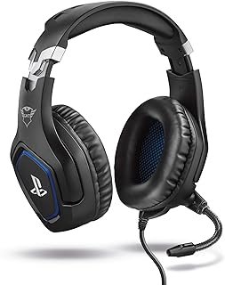 GXTrust Forze-B PS4 and PS5 Officially Licensed PlayStation Headphones | Over-Ear, Foldable Microphone, Adjustable Headband, 0.3 cm Audio Jack, Wired Gaming Headphones