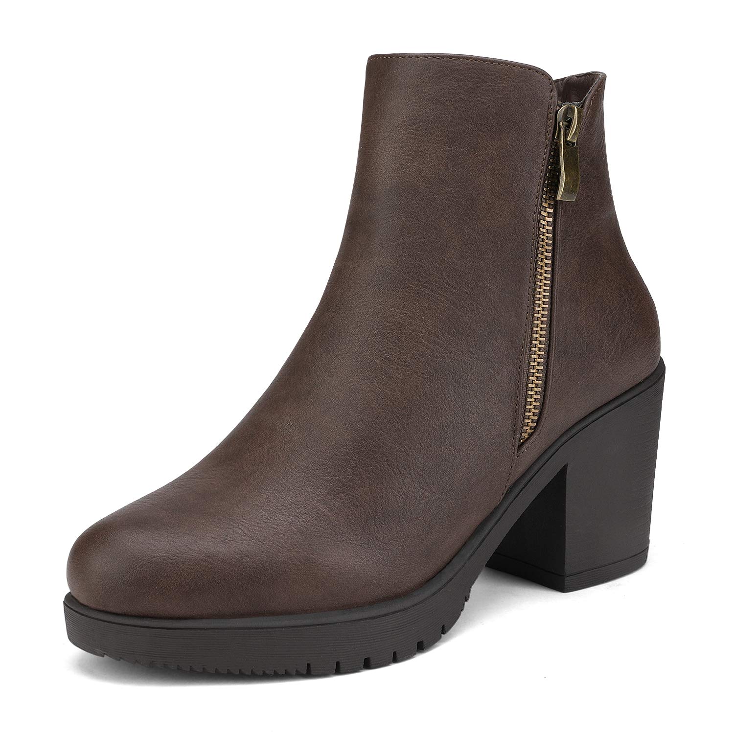 DREAM PAIRS Women's Winter Wide Heel Zipper Chelsea Ankle Boots