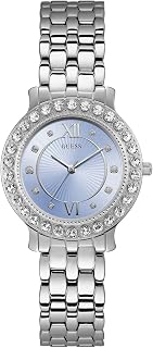 Guess Stainless Steel + Pink Crystal Bracelet Watch. Color: Silver-Tone (Model: U1062L2)