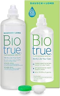 Biotrue Multi-Purpose Contact Lens Solution, 1 x 300 ml, Lens Case Included | Bausch + Lomb, Soft Contact Lenses, up to 20 Hours of Moisture, Disinfects and Rinses, Contains Hyaluronan