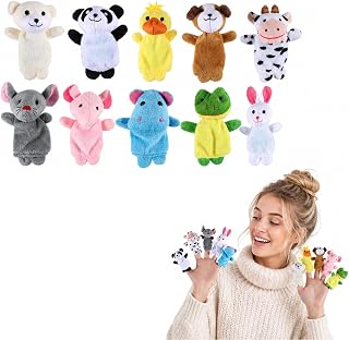 10Pcs Finger Puppets, Soft Velvet for Storytelling & Creative Play | 10 Zodiac finger puppets | soft plush safe | language & logic play | portable gift for all occasions