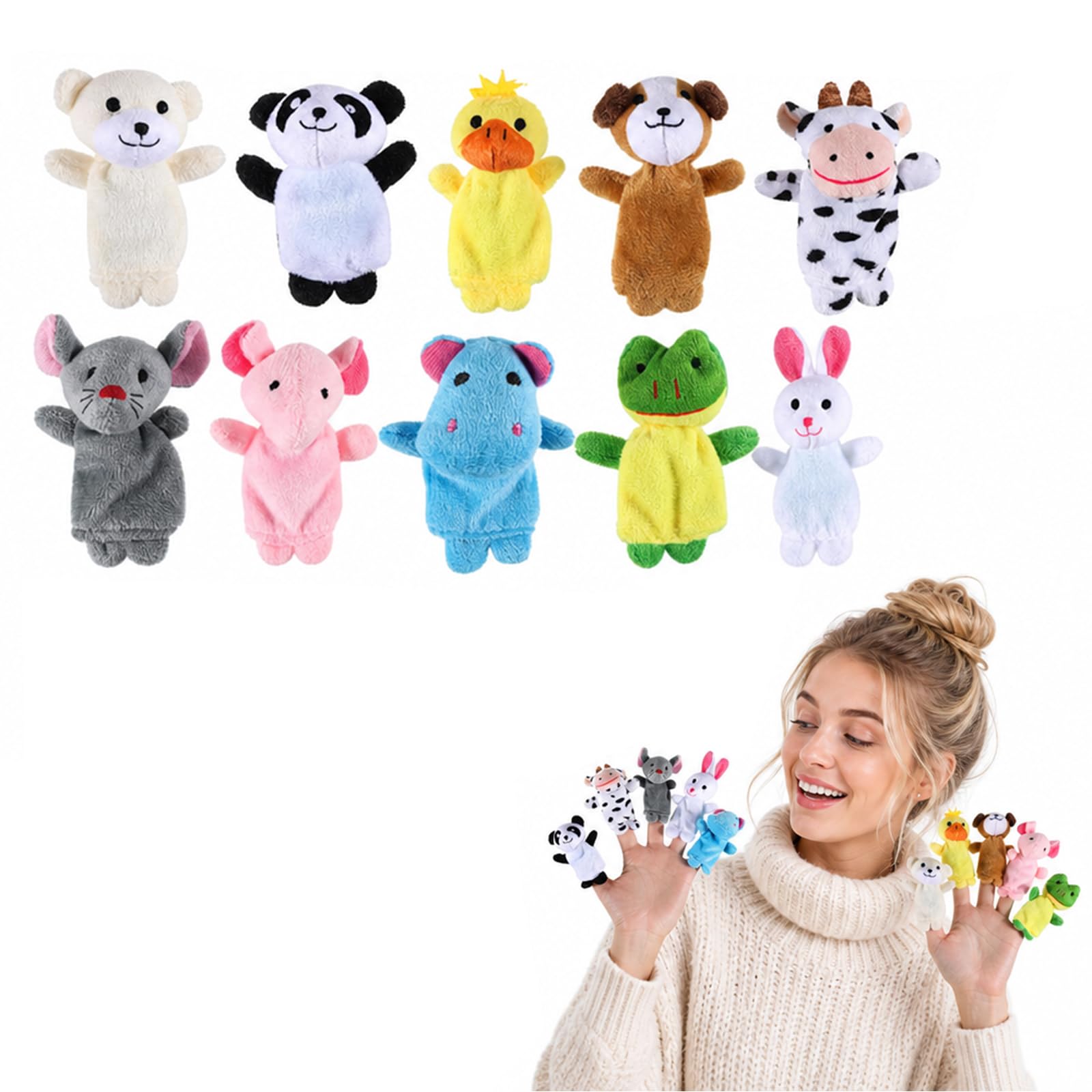 10Pcs Finger Puppets, Soft Velvet for Storytelling & Creative Play | 10 Zodiac f