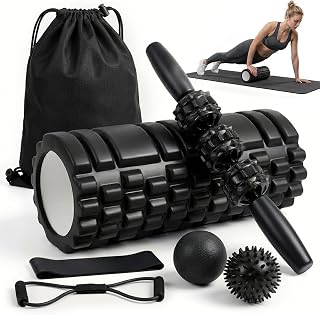 Foam Roller for Back and Legs 7 in 1 Foam Rollers Set Suitable for Yoga,Fitness,Pilates,Muscle Relaxation After Exercise Petteloo