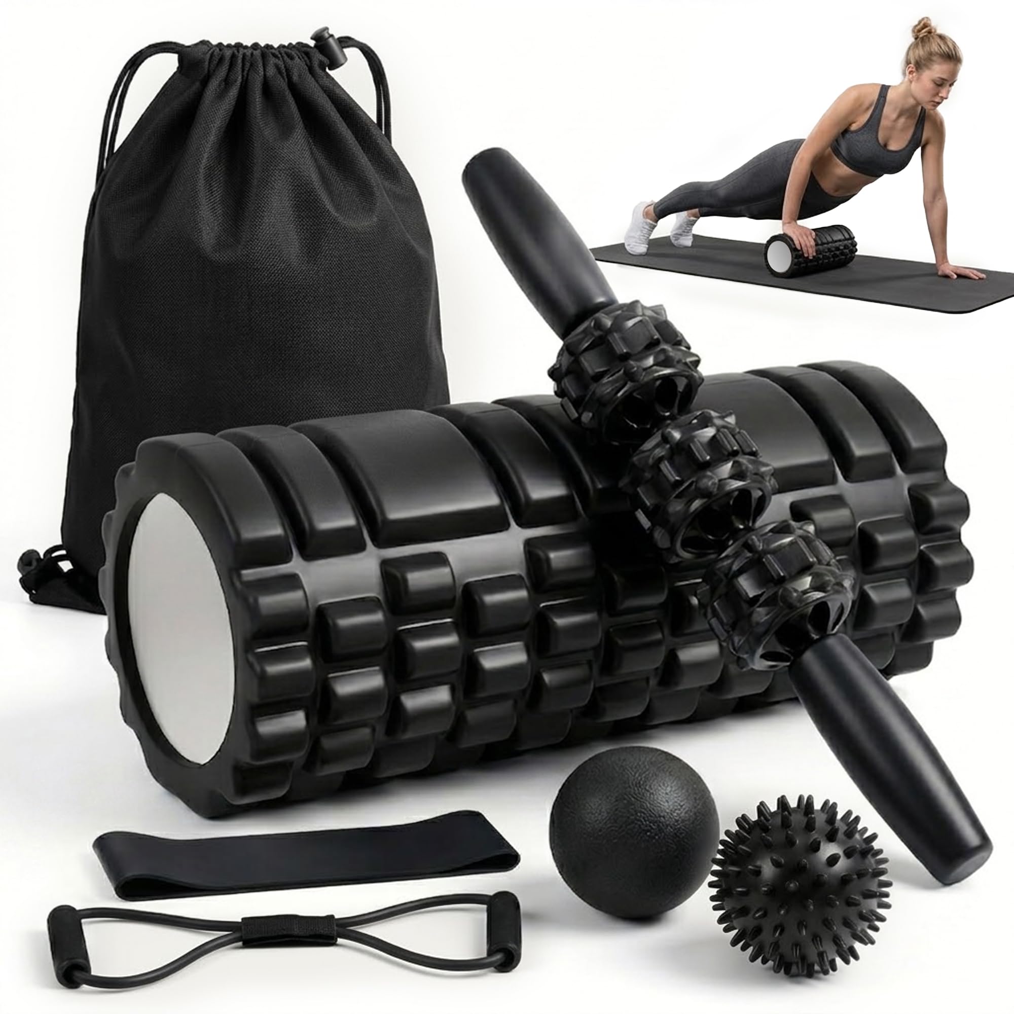 Foam Roller for Back and Legs 7 in 1 Foam Rollers Set Suitable for Yoga,Fitness,