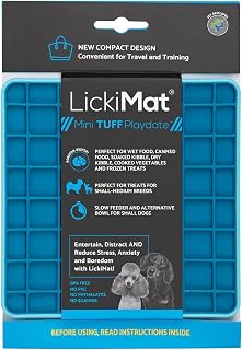 LickiMat Mini Tough Play Date Turquoise Dog and Cat Feeding Bowl, Tableware, Food Bowl, Oral Care, Prevents Fast Eating, Stress Relief, Training, Veterinarian-Supervised, Genuine Product
