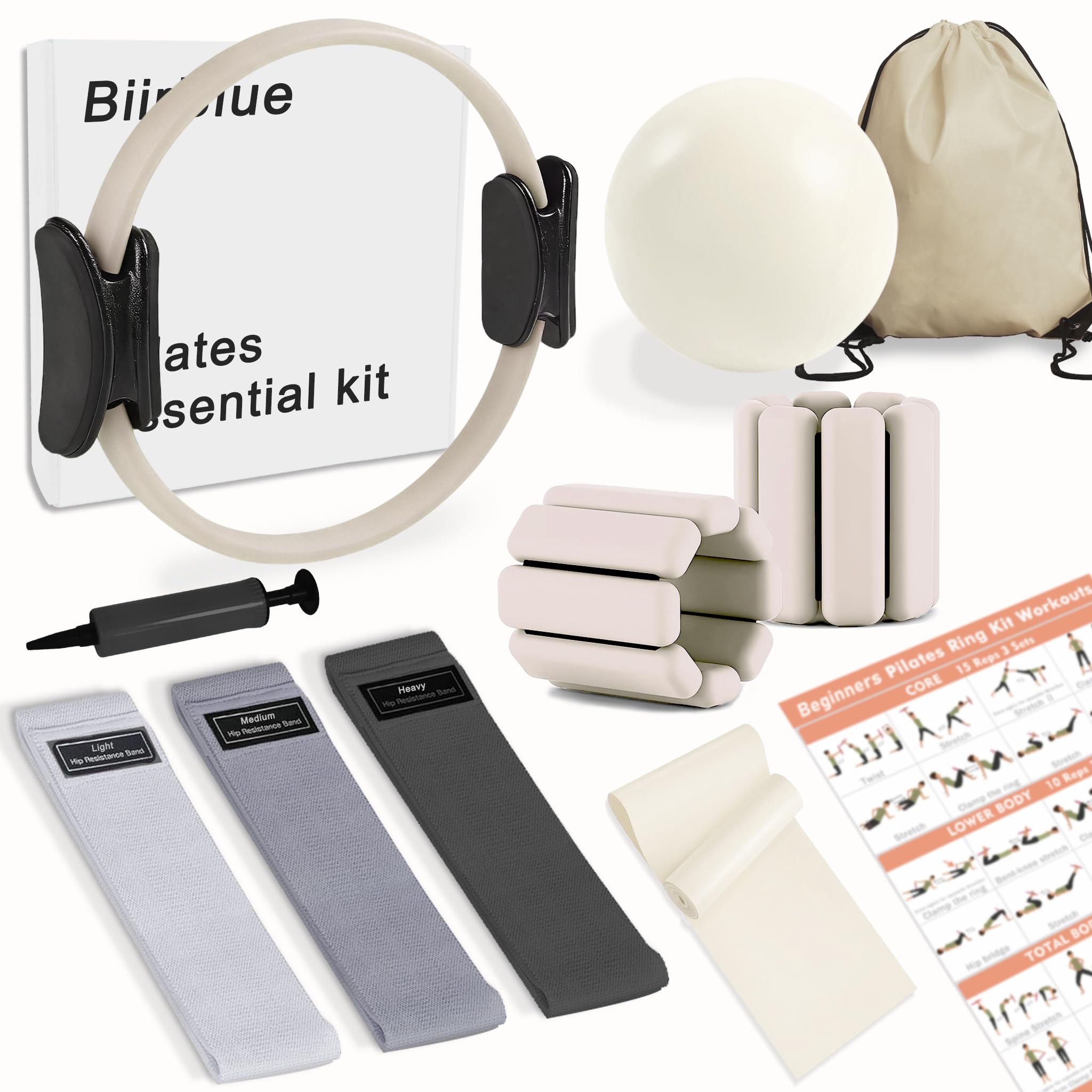 BiirBlue Pilates Kit, Pilates Equipment Home Fitness with 13.5" Pilates Ring and