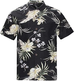 Men's Hawaiian Floral Shirts Silk and Linen Button Down Casual Tropical Holiday Beach Shirts