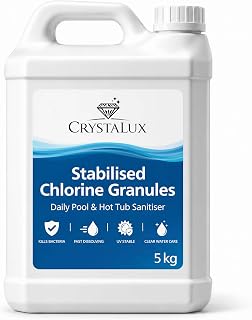 CrystaLux Stabilised Chlorine Granules 5kg for Swimming Pools, Hot Tubs & Spas, Fast-Dissolving Daily Sanitiser