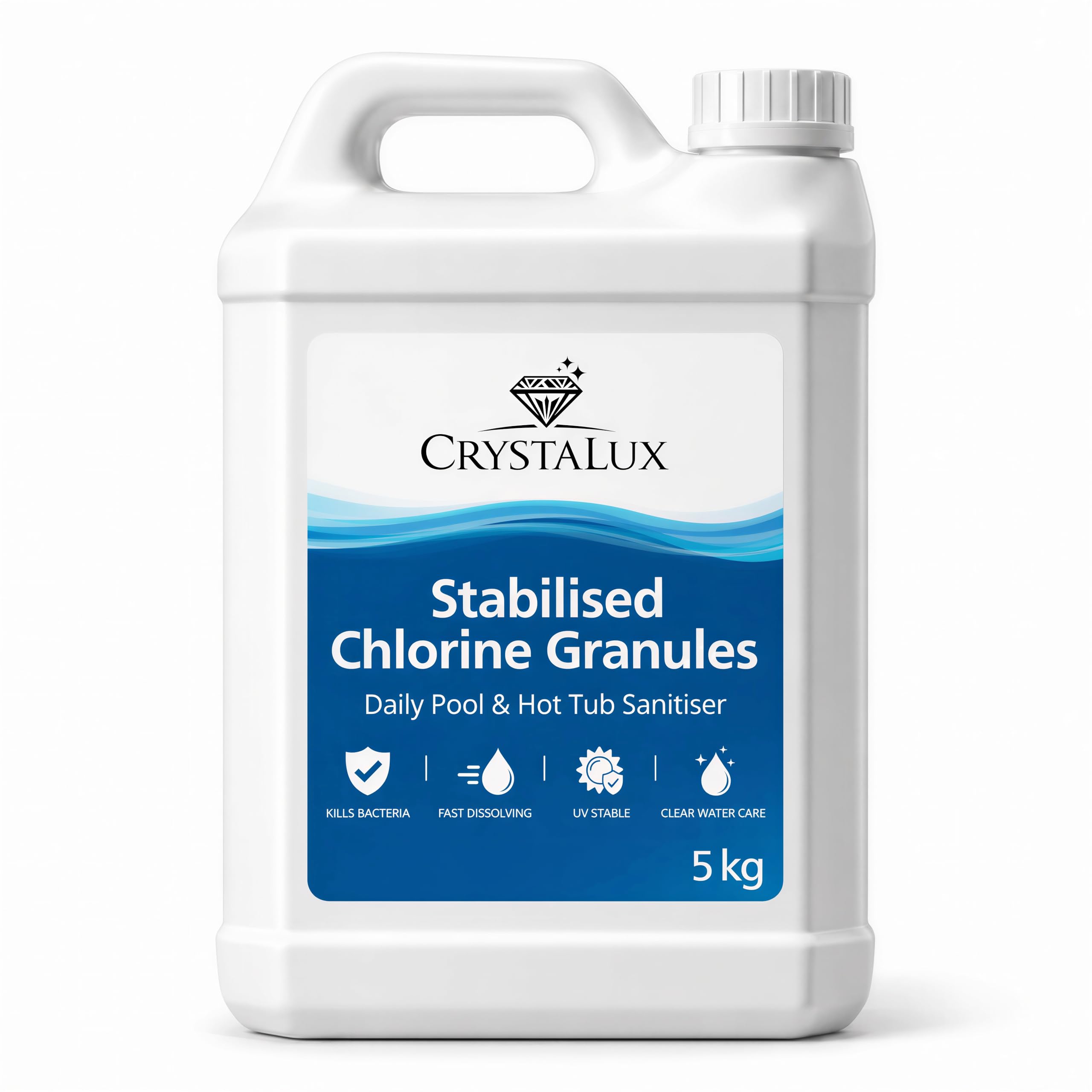 CrystaLux Stabilised Chlorine Granules 5kg for Swimming Pools, Hot Tubs & Spas, 