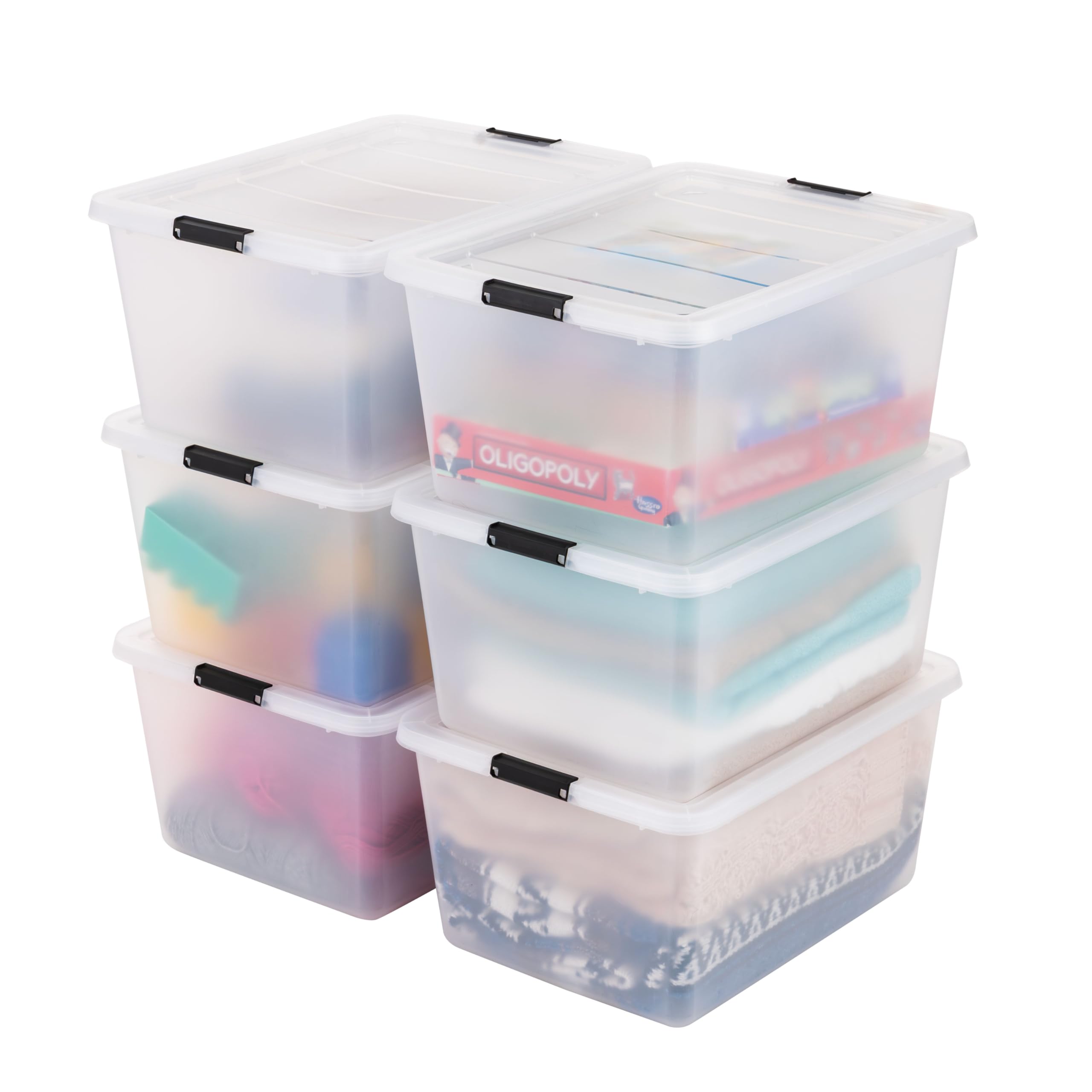 IRIS USA 6-Pack 32.5 Quart Clip Box with Latching Lid | 18.5"L x 15.13"W x 9.38"