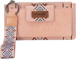 Wrangler Wallet Purse for Women Aztec Clutch Wristlet Wallet with Boho Credit Card Holder