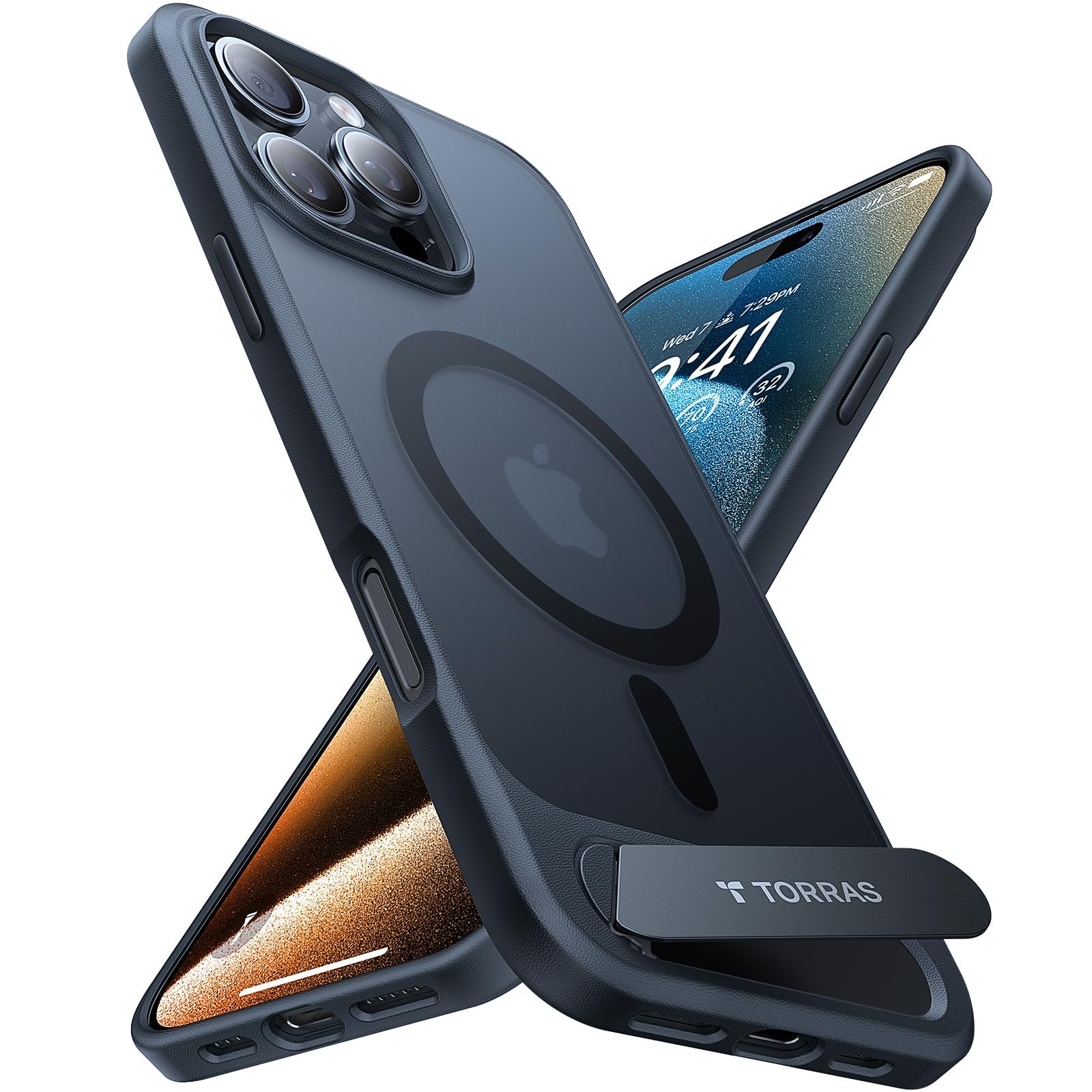 TORRAS Ostand L1 Case for iPhone 16 Pro for MagSafe Case, Black
