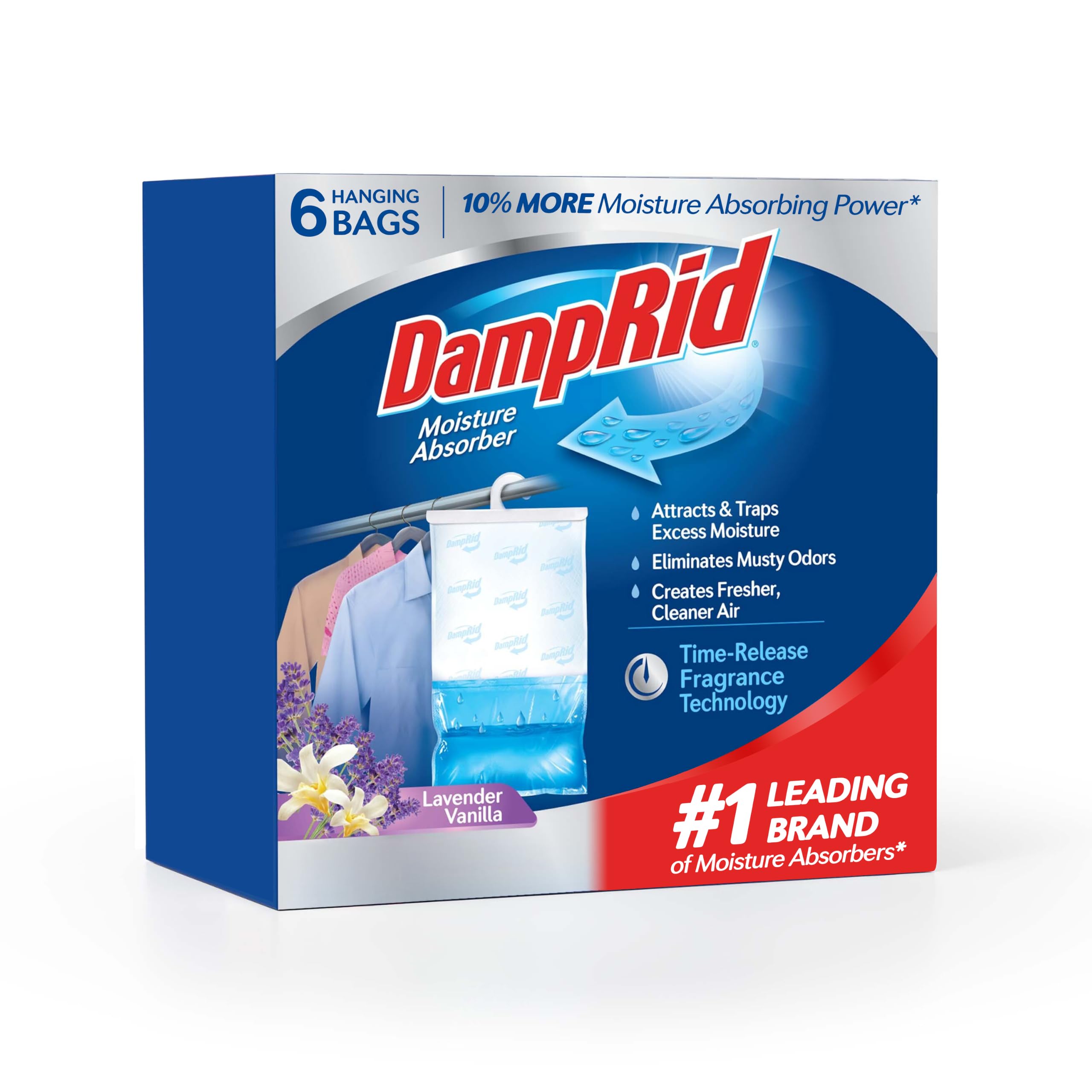 DampRid Lavender Vanilla Hanging Moisture Absorber, 15.4 oz., 6 Pack - Eliminate