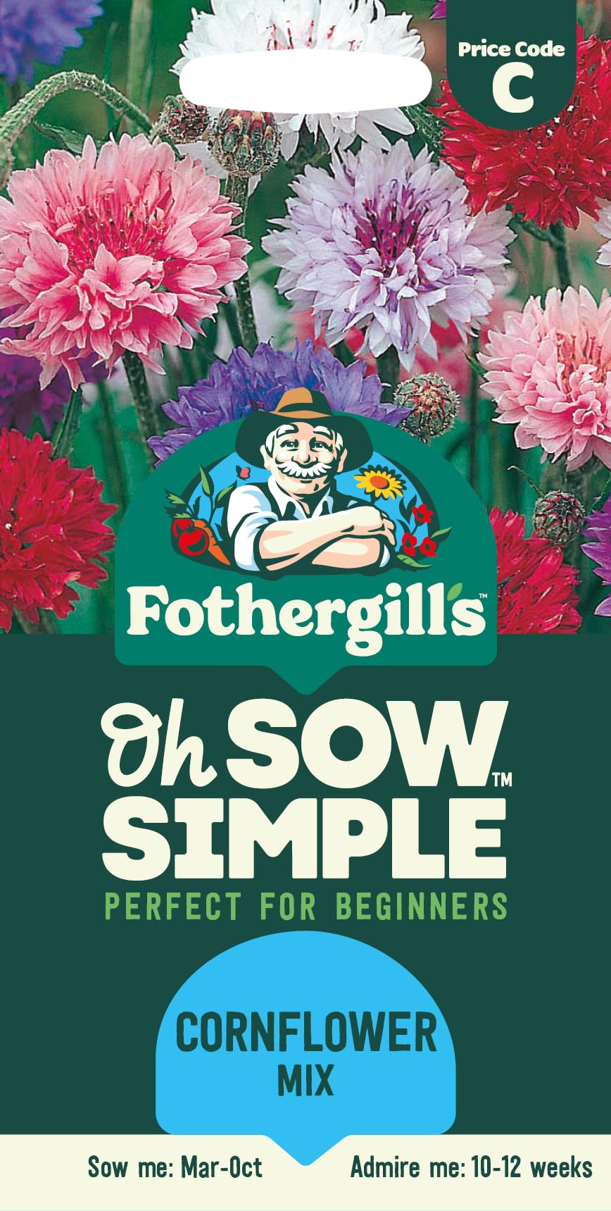 Mr Fothergill's Oh Sow Simple Cornflower Mix Flower Seeds, Blue | Sowing Date: M