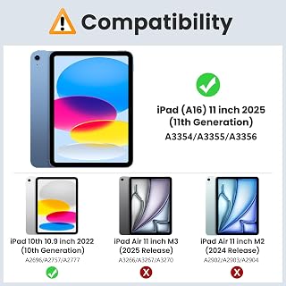 Smart Case for iPad (A16) 11th Generation Case 11 Inch 2025, iPad 10th Generation Case 10.9 Inch 2022, Slim Stand Hard PC Translucent Back Shell Smart Cover, Support Touch ID, Auto Wake/Sleep