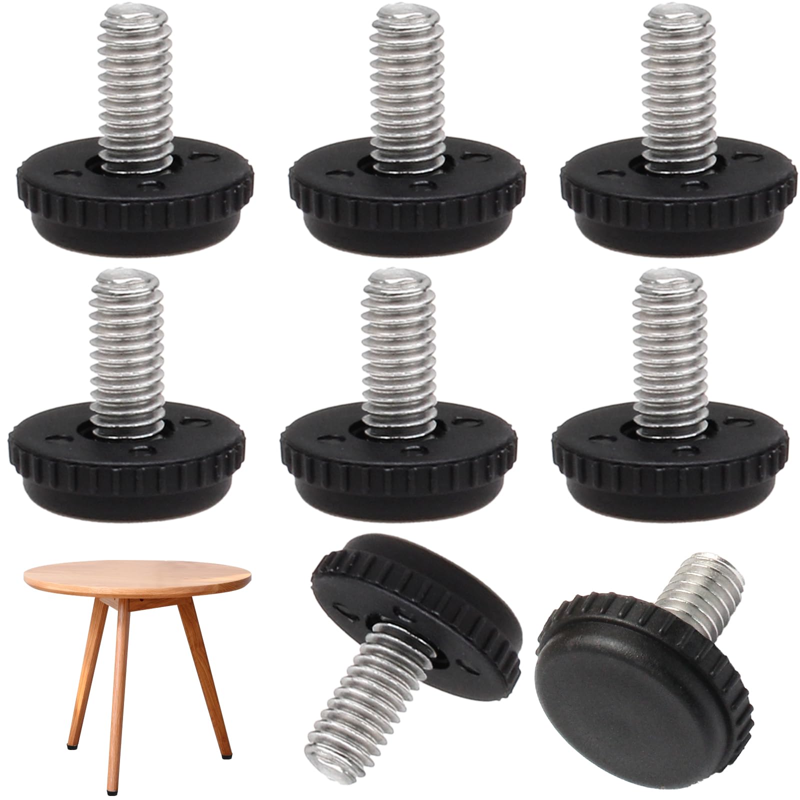 Jiozermi 8 Pcs Furniture Levelers 5/16"-18 UNC Table Leg Levelers, Black