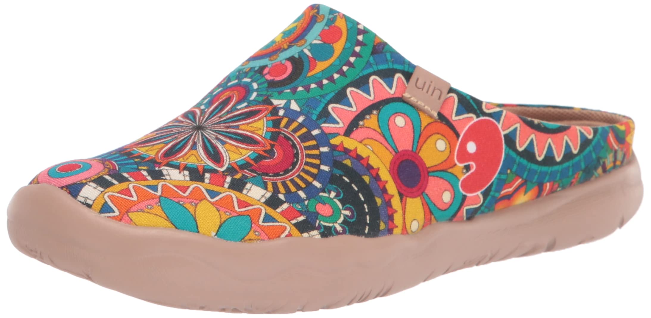 UIN Slipper Woman Travel Art Painted Shoes Wide Toe Casual Home Slip On Mules Ma