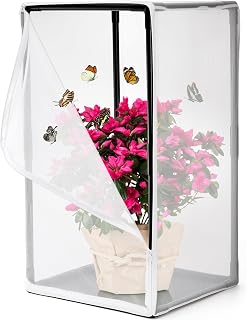Kingrol 31-Inch Butterfly Habitat Cage, Mesh Enclosure for Caterpillars | Assembly-Required Framed Design with 4 Mesh Panels, A Clear Viewing Window, and Space for 1–2 Potted Host Plants