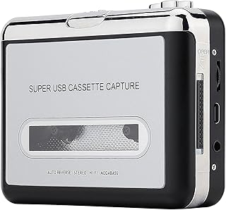 Reshow Cassette Tape Player – Portable Tape Player Audio Cassette to Digital Converter, Compatible with Laptops and Personal Computers Convert Cassette Tape Recorder to iPod Format (Silver)