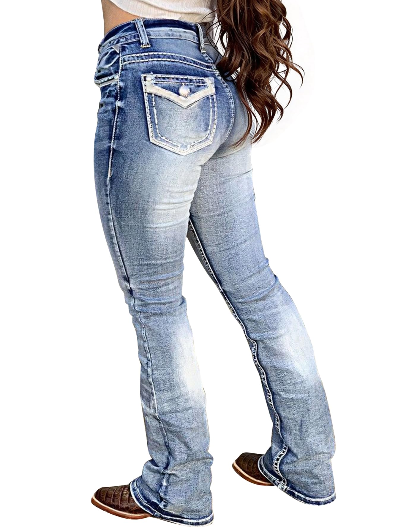 Flamingals Boot Cut Butt Lifting Stretch Jeans for Women