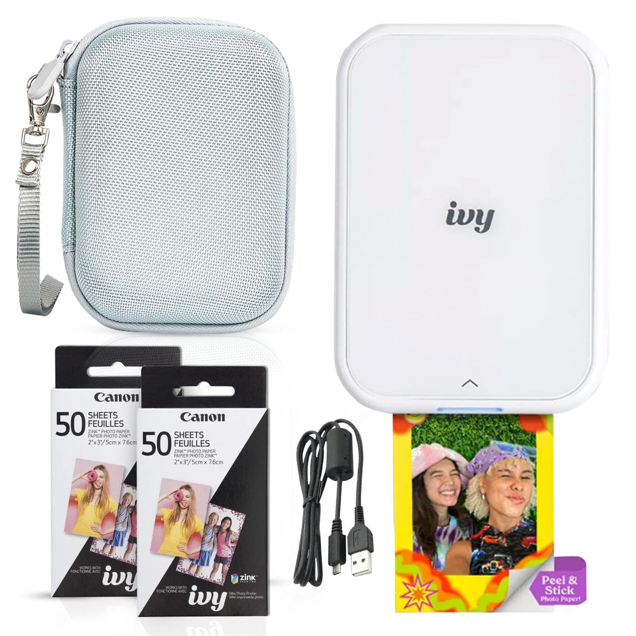 Canon Ivy 2 Mini Photo Printer (Pure White) - Bluetooth, Print from iOS & Androi