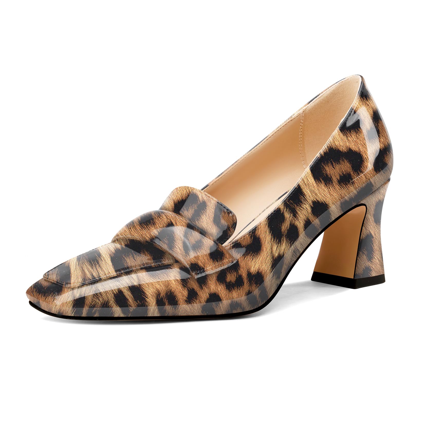 Castamere Women's Chunky Mid Width Square Heel Pointed Pumps Slip-on Office Dres