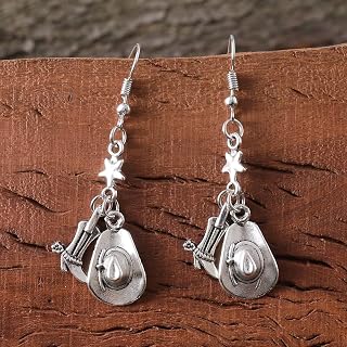 Vintage Western Ethnic Style Ancient Silver Star Boots Irregular Geometric Pattern Dangle Earrings Retro Bohemian Women Earrings Gift for Her