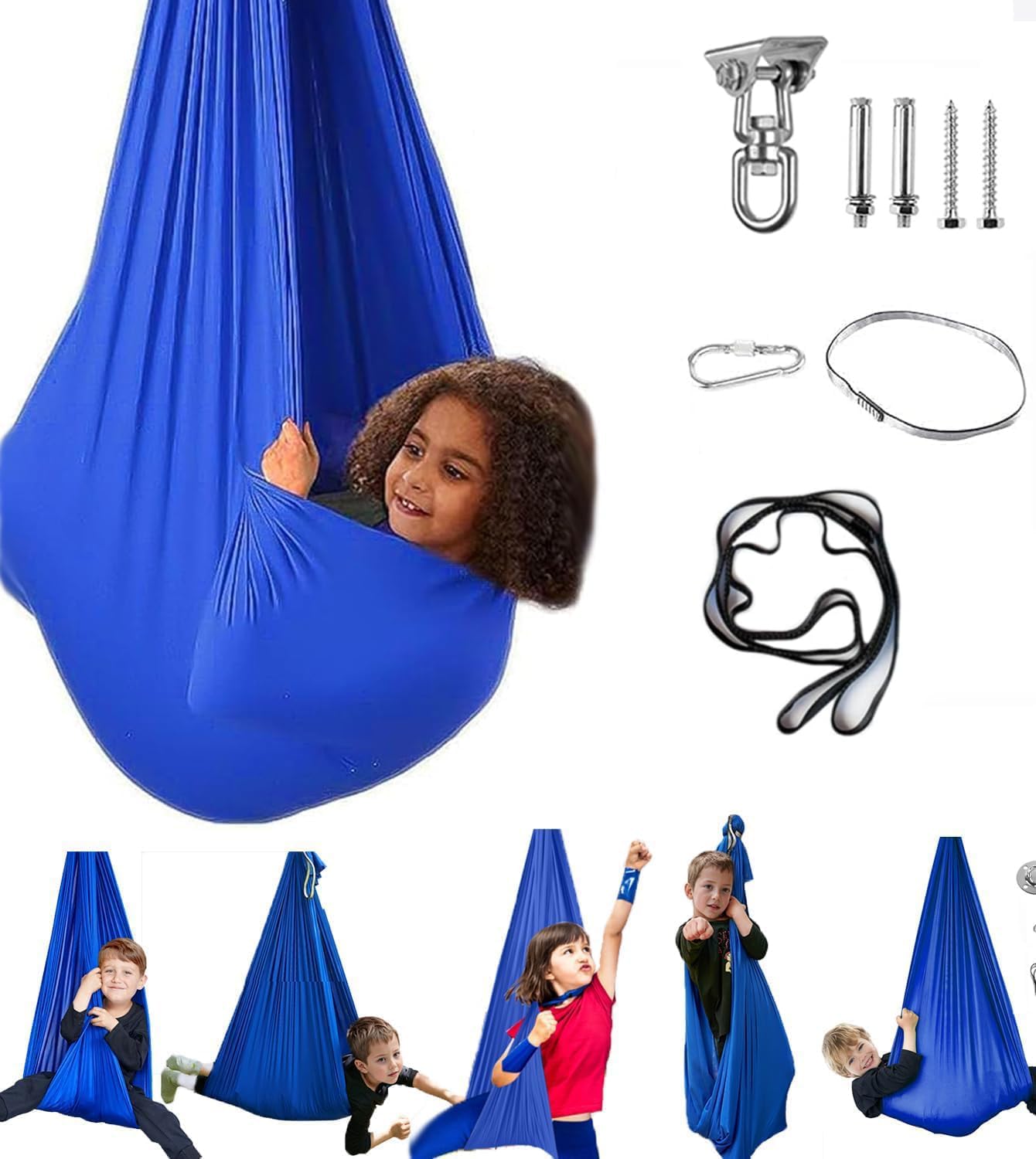 Aokitec Sensory Swing for Kids & Adult, Indoor Outdoor Cuddle Hammock Chair | Th