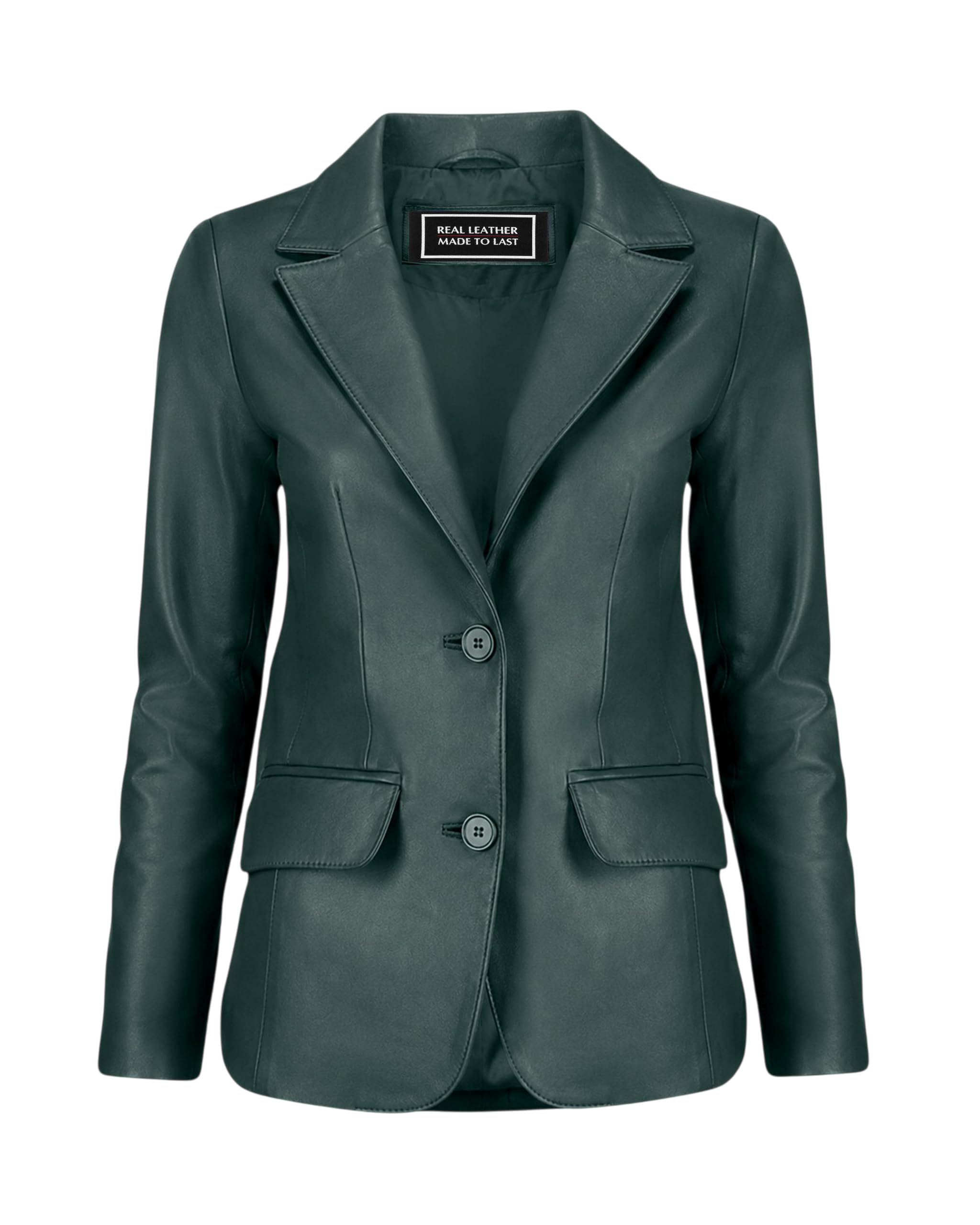 Jild Classic 2 Button Sheepskin Leather Blazer for Women Casual Coat Long Sleeve