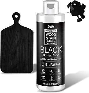 Water Based Wood Stain - Black | Wood Varnish for Indoor ＆ Outdoor Furniture, Wardrobe, Cabinets, Doors, Low Odor ＆ Non-Toxic, Fast Drying, Multiple Classical Finishes - 8.5fl.oz / 250ml