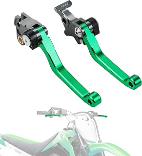 IUVWISN Motorcycle Brake Clutch Lever Pivot Levers Set Adjustable CNC for KLX 140 KLX140 08-21 KLX300R 20-24 KLX140L 08-20 KLX140G 2017-2020 KLX140R KLX140RF 2021-2024 Dirt Pit Bike Green