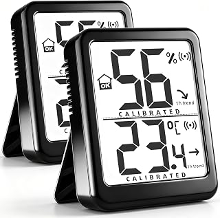 Antonki 2 Pack Digital Hygrometer Indoor Room Thermometer Humidity Meter | with AAA Battery, Accurate Sensor, Temp & Humidity Monitor, Durable Kickstand, Easy to View, ℉/℃, Fast Read, Small Size