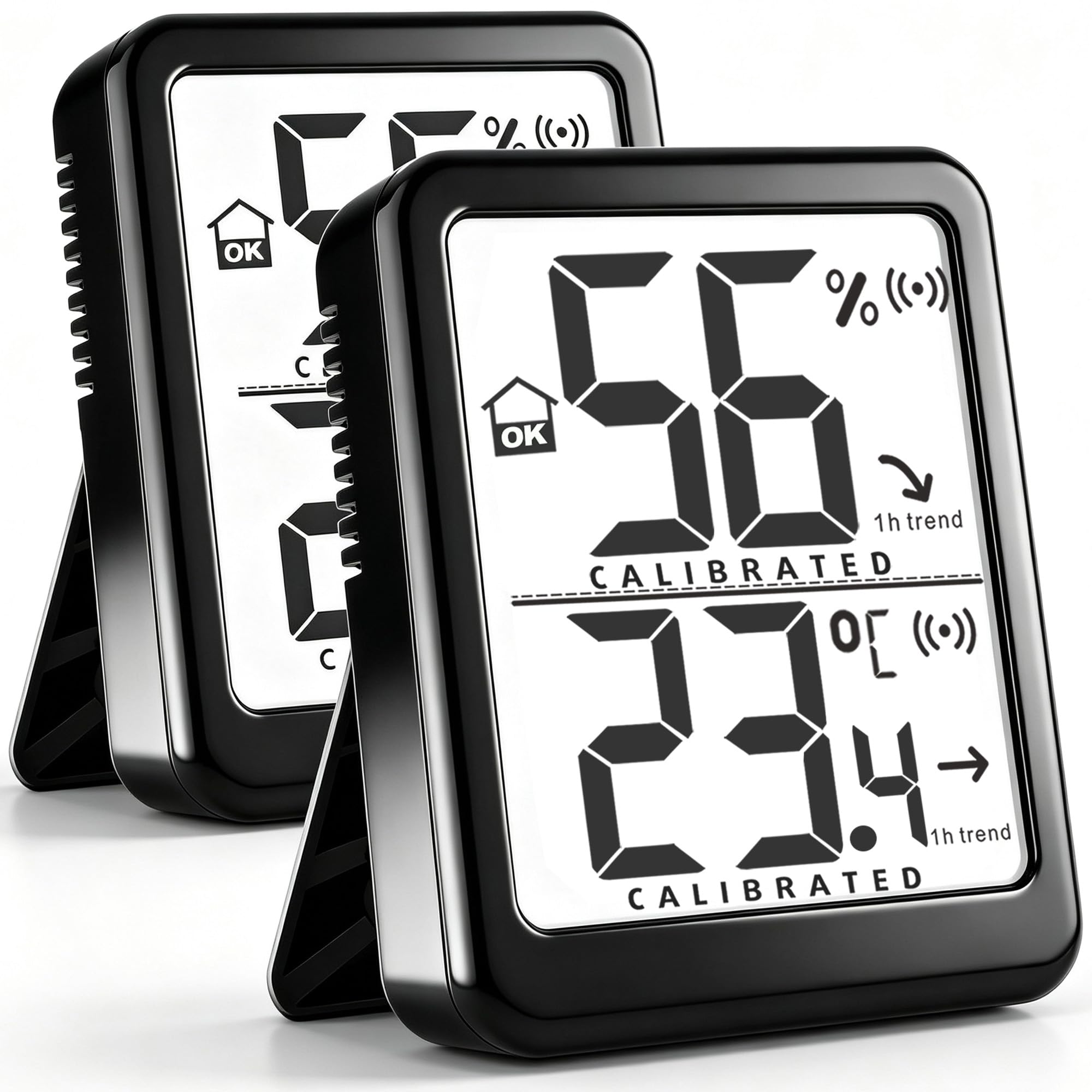 Antonki 2 Pack Digital Hygrometer Indoor Room Thermometer Humidity Meter | with 