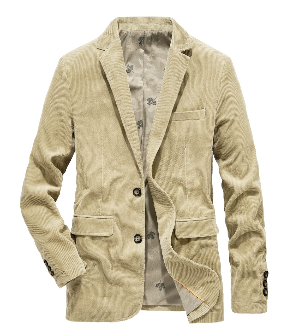 chouyatou Men's Vintage Casual Work Wear Corduroy Suit Blazer Jacket Sport Coat
