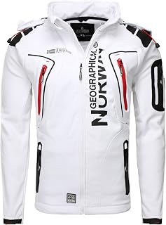 Geographical Norway Techno Men – Waterproof Softshell Hooded Jacket – Outdoor Tactical Wind Jacket – Hiking Skiing Autumn Winter Spring