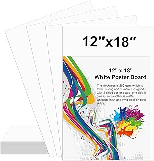 10 Pcs 12" x 18" Poster Board White Poster Board Paper Bulk 250 GSM Thickness Vision Boards Smart PosterBoard for Drawing School Arts Craft Projects Presentations Scrapbooking Blank Graphic Display