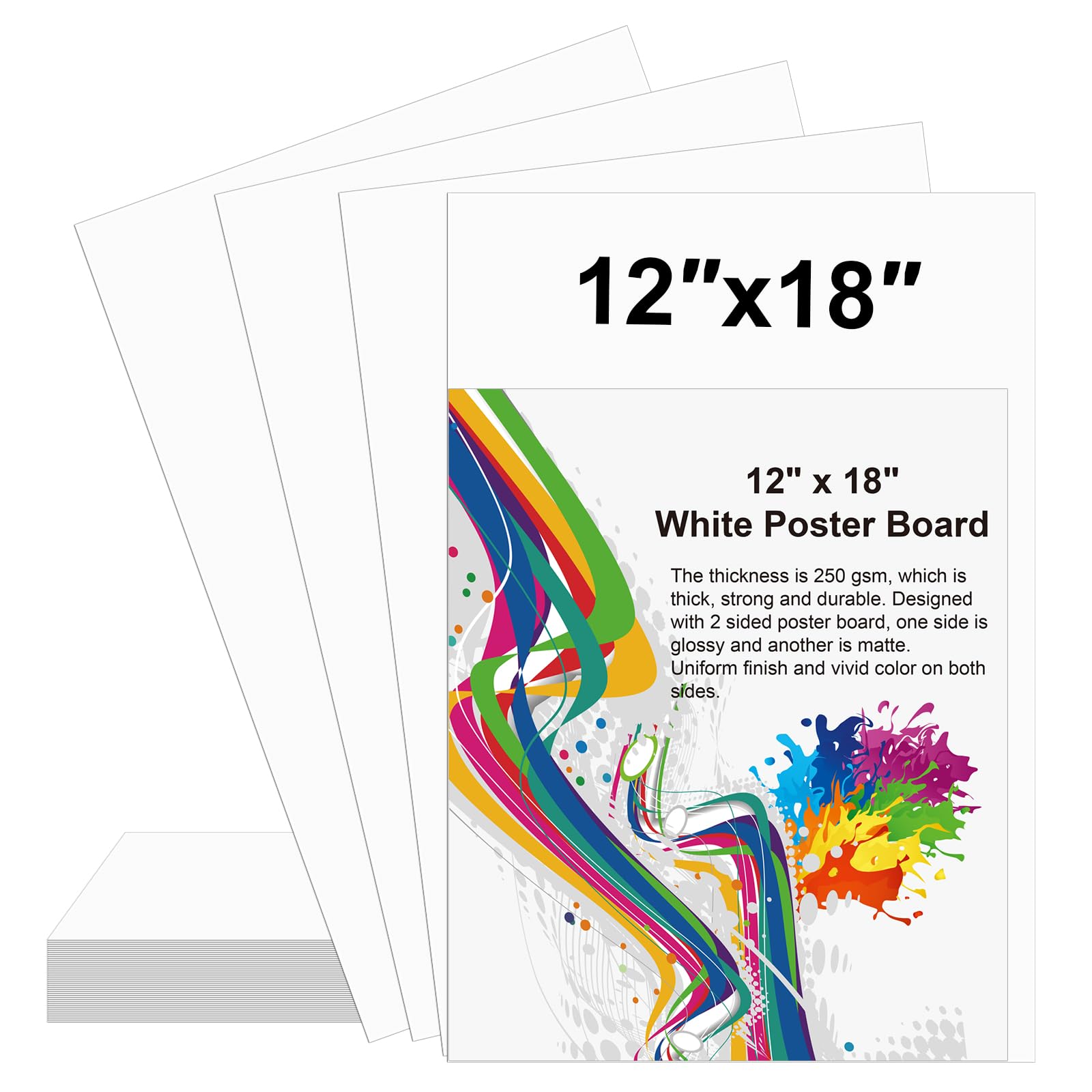 10 Pcs 12" x 18" Poster Board White Poster Board Paper Bulk 250 GSM Thickness Vi