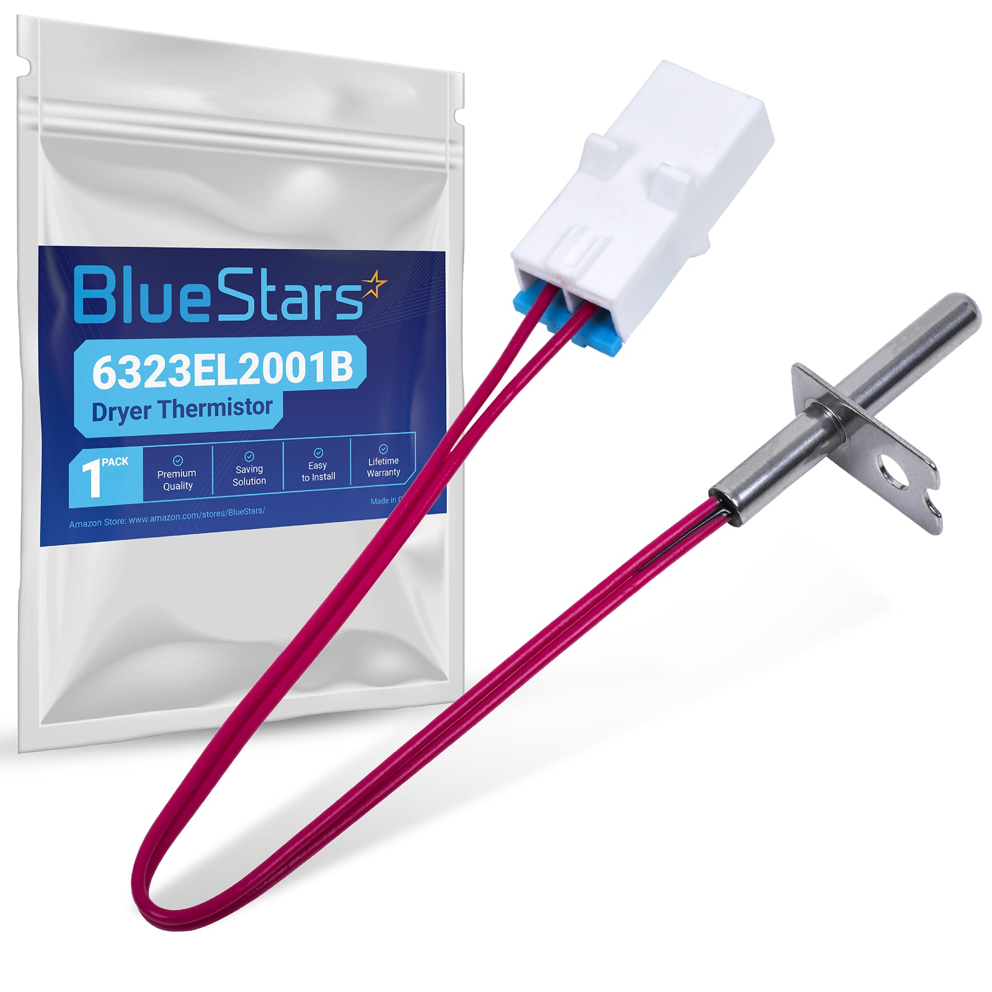 BlueStars 6323EL2001B Dryer Thermistor Assembly – Compatible with LG & Kenmore D