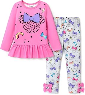 Disney Princess Baby Girl Outfit Long Sleeve T-Shirt Dress and Leggings Striped Autumn Casual Girls Clothing Set