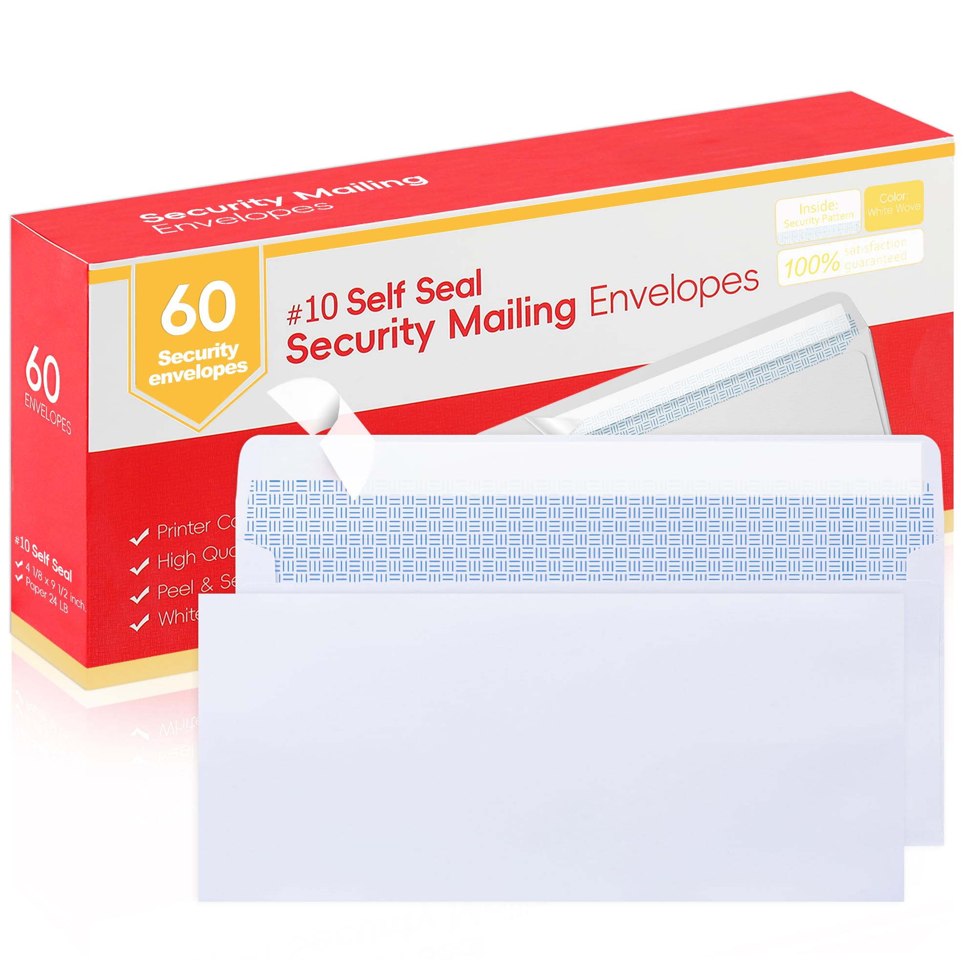 Zzrywuty #10 Letter Size Mailing Envelopes for Business, 60pcs Self Seal Windowl