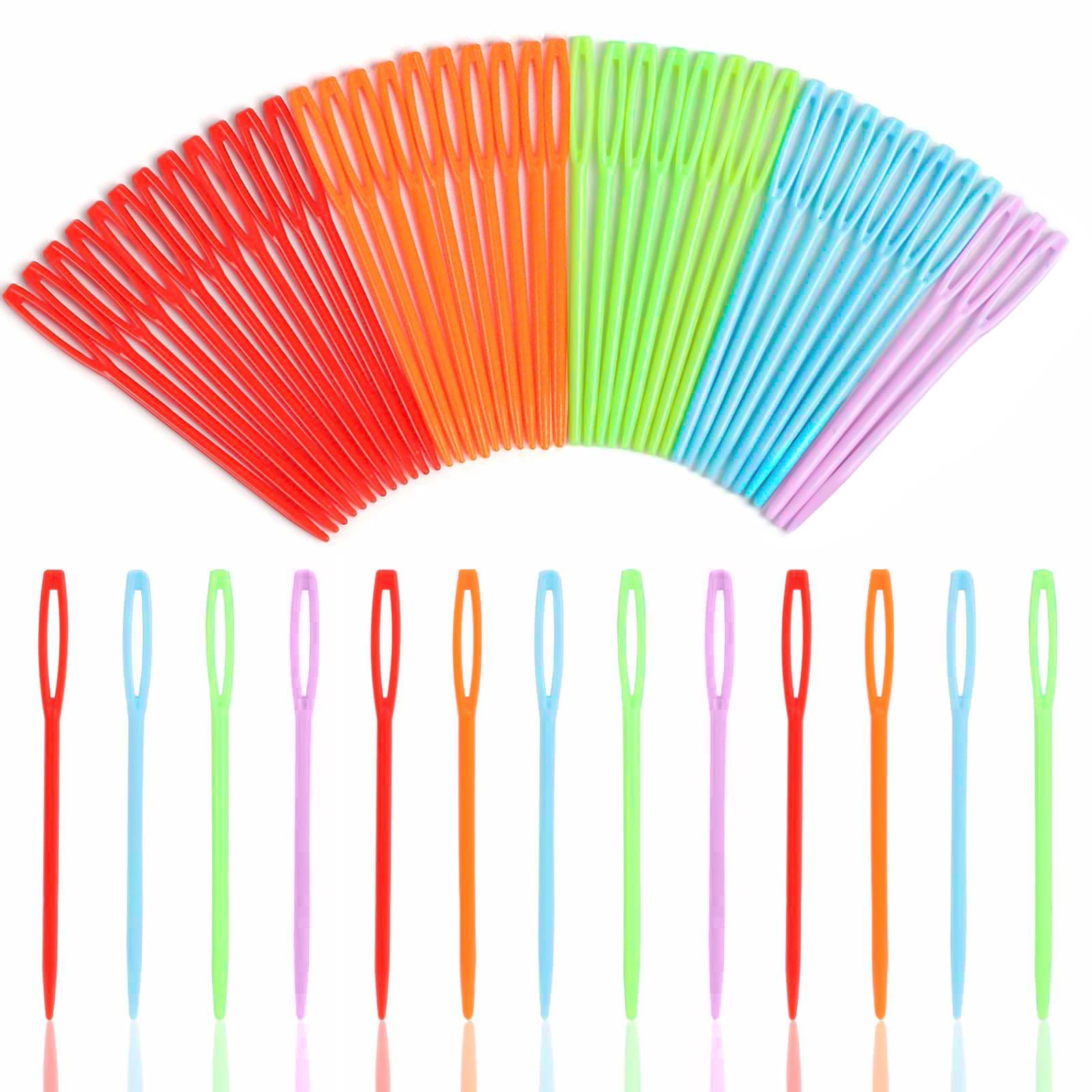 LoveInUSA 100PCS Yarn Needles for Kids & Beginners, 2.7inch Large Eye Plastic Kn