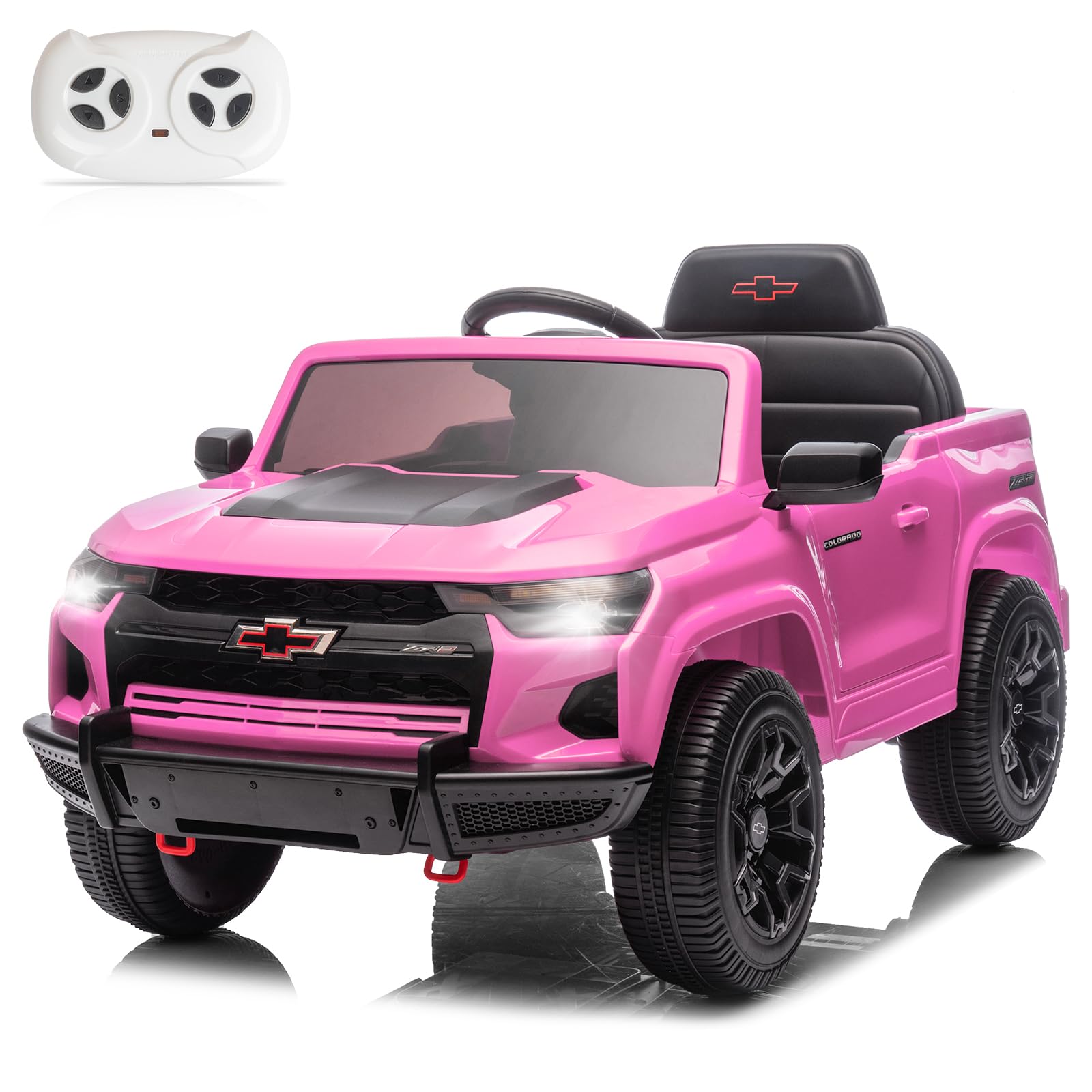 Winado 12V Licensed Chevrolet Colorado Electric Ride on Car for Kids, Pink | Rid
