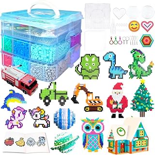 11000 Fuse Beads Kit - 20 Colors 5mm Bead Craft Set with Storage Box, Pegboard, Ironing Paper and Accessories, Arts and Crafts Kits for Kids Age 5+ Christmas Birthday DIY Craft Gift for Girls & Boys