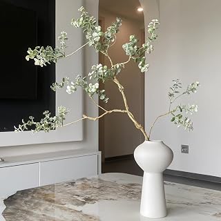 1PC Artificial Ficus Branch with Artificial Green Stems Fake Ficus Twig Fake Leaves Spray Eucalyptus Branches Green for Vase Filling Office Home Wedding Decoration