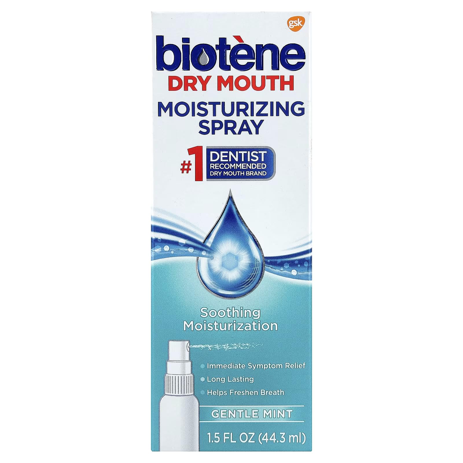 Biotene Gentle Mint Moisturizing Mouth Spray, Sugar-Free, for Dry Mouth and Fres