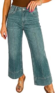 Astylish Women 2026 Wide Leg Jeans High Waisted Cropped Ankle Denim Pants